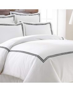 400TC Cotton Triple Embroidery Sateen Solid Duvet Cover Set