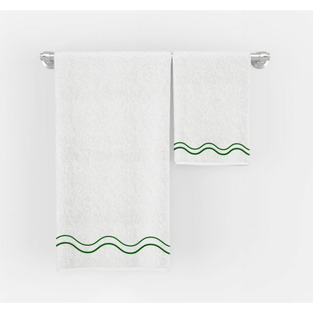 green -double-wavy-border-towels-set