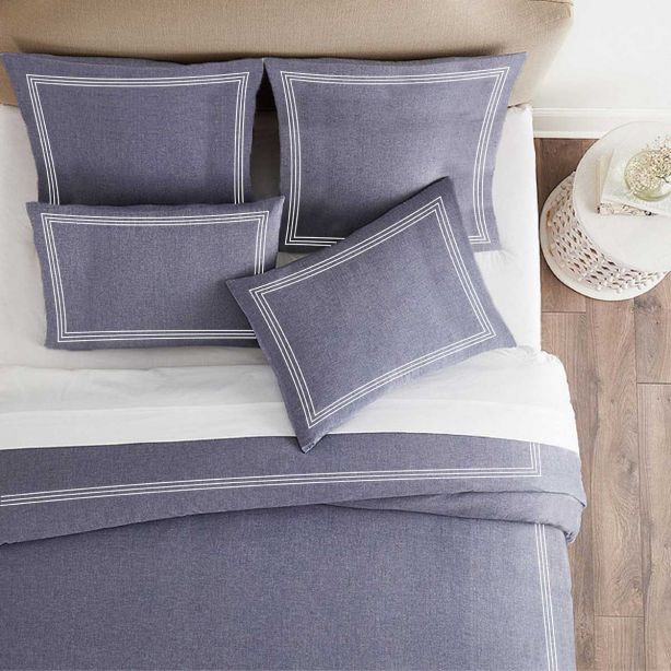 yarn-dyed-duvet-cover-set-triple-embroidery-chambray-indigo-blue